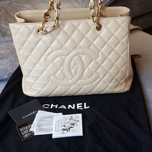 100% AUTH Chanel Grand Shopper Tote Beige Caviar